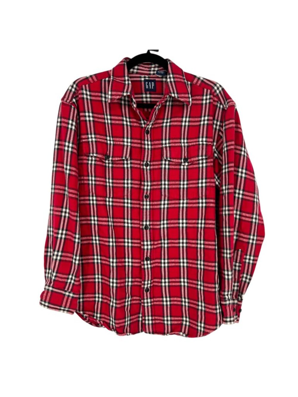 GAP Men’s Shirt Red Plaid Tartan Long Sleeve Button Up Pocket Cotton Size Small - Picture 1 of 9
